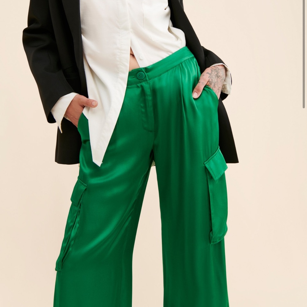 Corey Lynn Calter Satin Cargo Pants - Picture 3 of 9